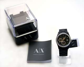 ARMANI EXCHANGE Womens Black Glitz Bracelet Watch AX5020  
