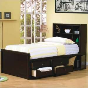   Phoenix Bookcase Storage Full Chest Bed in Cappuccino