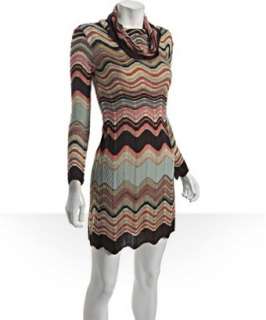 Missoni brown wave stripe wool blend cowl neck dress   up to 