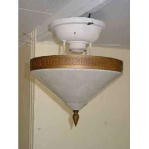 Art Deco Conical Shaped White Opalescent Ceiling Mount 