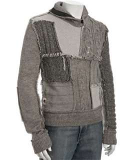 PRPS heather grey patchwork cable knit sweater  
