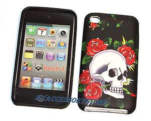Apple iPod Touch 4 4th GEN Skull & Roses Silicone Rubber Soft Skin 