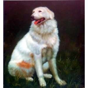  Vintage Great Pyrenees Dog Oil Painting on Wood 