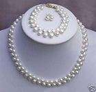 rows real pearl necklace, bracelet and earring set  