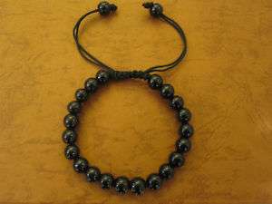 Shamballa Bracelet 8mm Black Faux Onyx Beads S103  