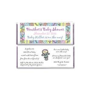  BS201   Baby Shower Pastel Border Candy Bar Wrappers Baby