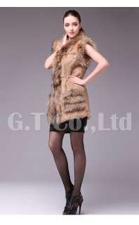 0330 Rabbit Fur and Raccoon Fur Fashion women Vest waistcoat gilet 