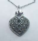 ESTATE STERLING .925 MARCASITE HEART PENDANT 5.4 GRAMS WITH CHAIN 18 