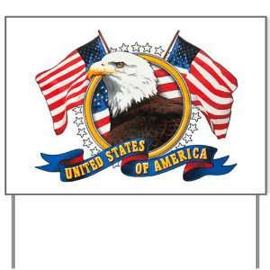  Yard Sign Bald Eagle Emblem with US Flag 