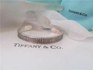 Tiffany & Co. Atlas Roman Numerals Cuff Sterling Silver Bracelet 