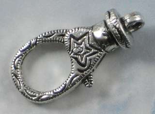 Large Engraved Silver Star Rotating Swivel Lobster Claw Clasps 