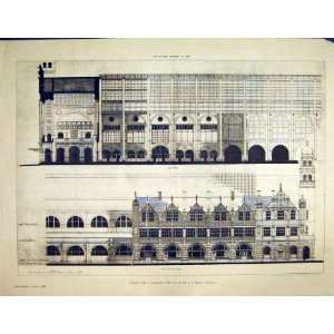   1893 Side Elevation Plan Railway Station Bolton Print