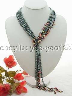 Stunning 49 Black Pearl&Reborn Keshi Pearl Necklace  