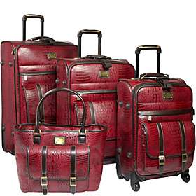 Adrienne Vittadini Matte Croco 4 Piece Spinner Luggage Set   