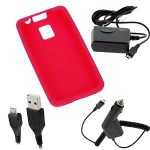  GTMax Silicone Skin Rubber Soft Case (Red) + Micro USB USB 