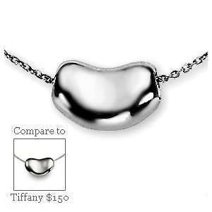    Platinum Sterling Silver Designer Kidney Bean Necklace Jewelry