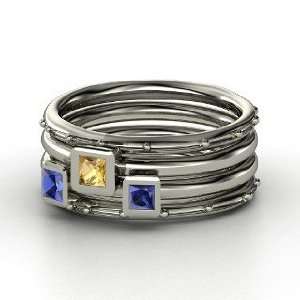   Ring Set, Princess Citrine Sterling Silver Ring with Sapphire Jewelry