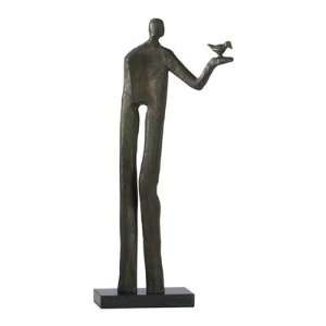  Sculpture with Bird In Hand with Granite Base in Bronze 