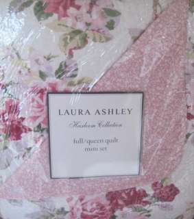Laura Ashley LIDIA PINK ROSES Full/Queen QUILT & Shams SET~NIP  
