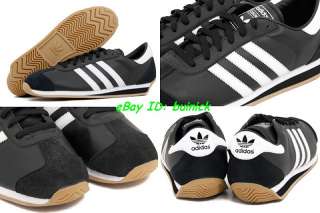 ADIDAS COUNTRY II Trainers Black White Leather Gum running rom new 