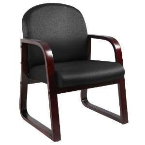  BOSS MAHOGANY FRAME SIDE CHAIR IN BLACK FABRIC   Delivered 