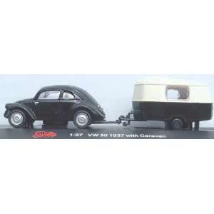    1937 Volkswagen Beetle with Caravan Camper 187 Toys & Games