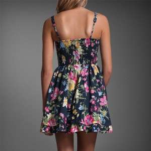 NWT Abercrombie RENEE navy floral FLAGSHIP dress L  