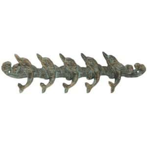   Cast Iron Playful Dolphins Wall Hook Rack Peg Decor