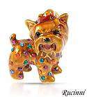   Jeweled & Enameled Yorkshire Terrier Yorkie Dog Pin Brooch   New