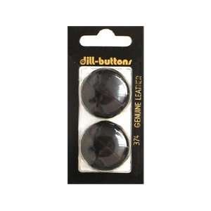  Dill Buttons 28mm Shank Leather Black 2 pc (6 Pack)