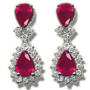  .50 ct Diamond & 1.50 ct Ruby & Diamond White Gold Earring 