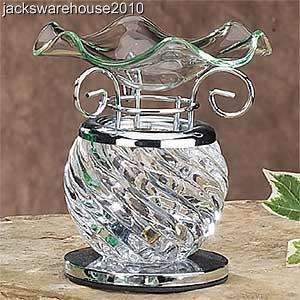 Clear Spiral Glass Tealight Oil Tart Warmer Burner  