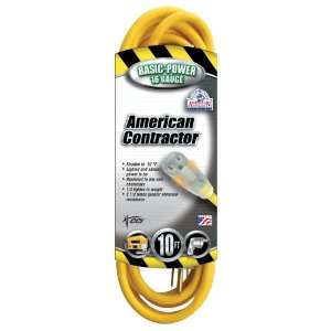 Coleman Cable 01294 16/3 Contractor Extension Cord with Lighted End 