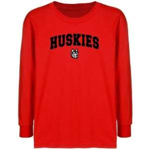  Northeastern Huskies Youth Red Logo Arch Long Sleeve T 