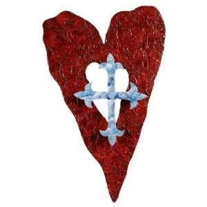 Recycled Metal Heart with Cross By Juan Vega Original