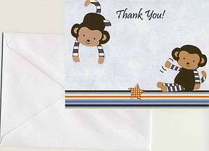 24 Printed Cocalo Monkey Mania Baby Shower Folded Thank You Cards 