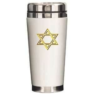Gold Star of David Cool Ceramic Travel Mug by   