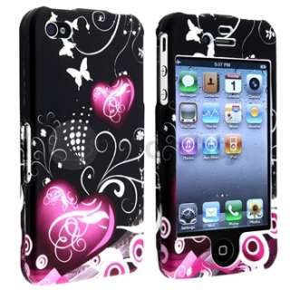 5x Flower Butterfly Hard Case Cover For iPhone 4 G 4S Heart Purple 