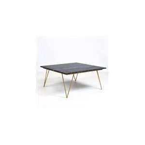 Neal Gold Leafed Coffee Table with Black Marble Top by 