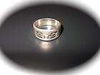 STERLING SILVER WIDE BAND RING 925 ~ SUNKEN SYMBOLS ~ SZ 7