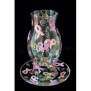 Pretty in Pink Design   Hand Painted   8 Hurricane Shade/7 Plate 