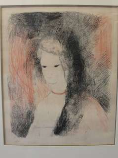 Marie Laurencin pencil signed woman portrait Litho  