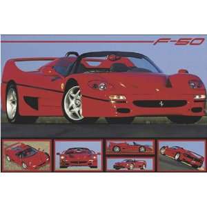 HUGE LAMINATED / ENCAPSULATED CAR Ferrari F 50 Red Sports Car 6 Pics H 