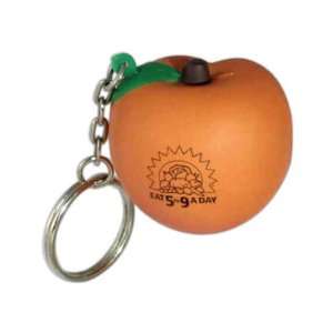 Peach   Fruit shape stress reliever key chain.