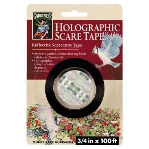 Holographic Scare Tape 3/4 inches x 100ft. Long, Silver with Moving 