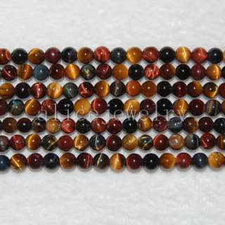 6mm Multi Color Tigers Eye Round Loose Bead 16 LS0062  