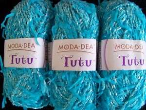 Moda Dea Tutu cotton blend fashion yarn, Cabana Blue, lot of 3  
