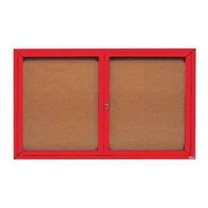   Enclosed Bulletin Board Red Powder Coat   60W X 36H