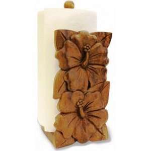  Hawaiian Wood Paper Towel Holder Hibiscus Kitchen 
