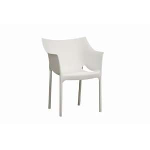  White Plastic Arm Chair Set of 2